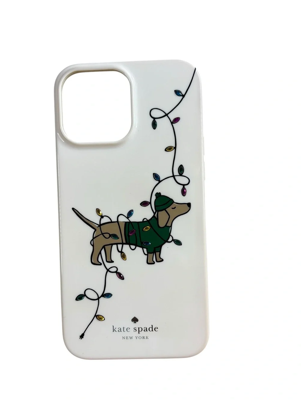 Kate Spade Claude Dachsund Dog Holiday Lights iPhone 13 PRO Max.